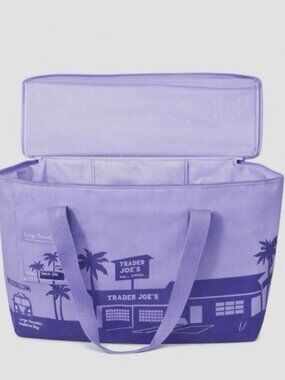 Trader‎ Joes Large Reusable Insulated Bag Purple Rain 8 Gallon NEW